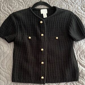 H&M Black Knit Short Sleeved Top